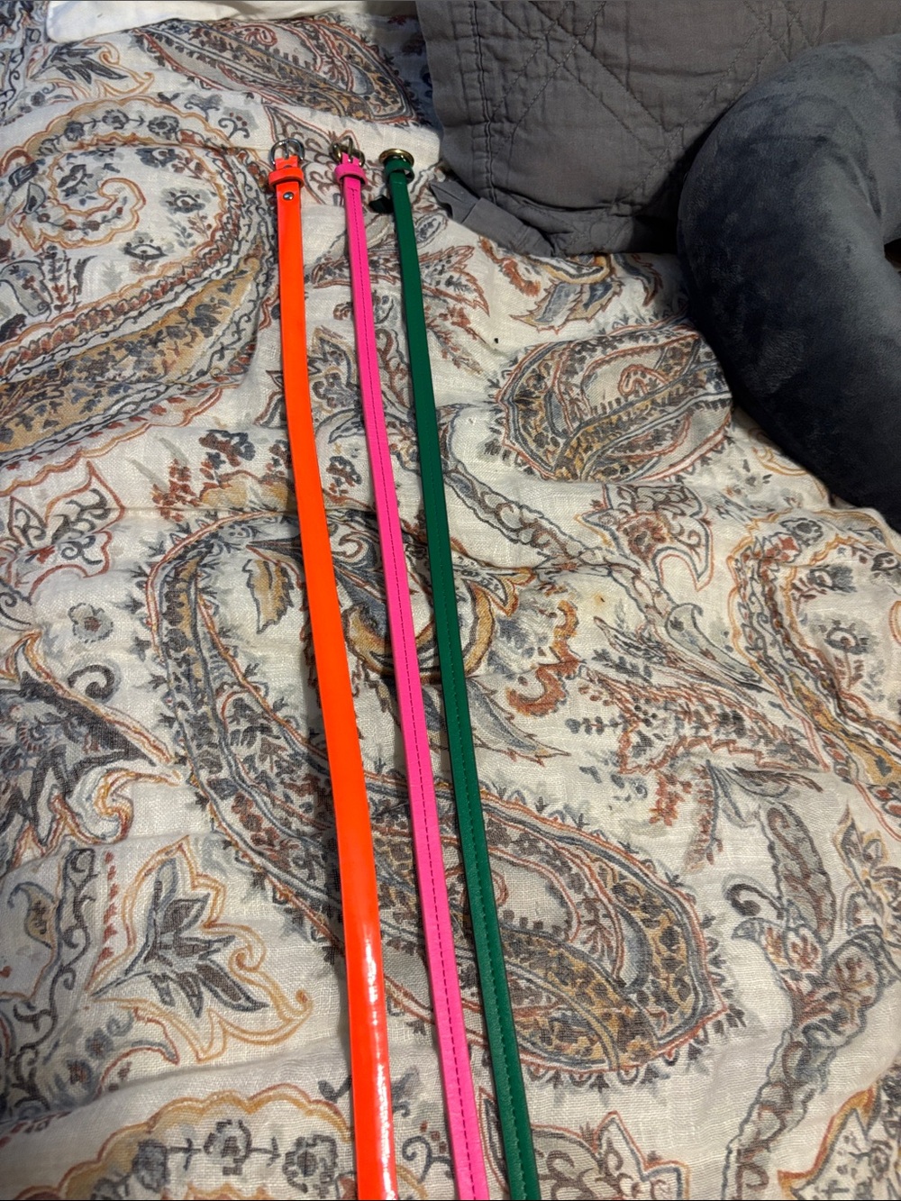 J. Crew Trio Leather Belts in Orange, Pink & Green